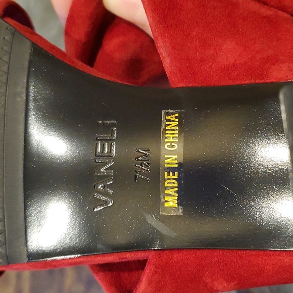 Vaneli | Red Suede Heeled Slide | Size 7.5 - Picture 10 of 14